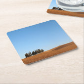 Toskana-Landschaft mit Zypressenbaum-Untersetzer Rechteckiger Pappuntersetzer (angewinkelt)