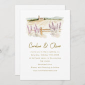 Toskana Lavender Zielort Wasserfarbenhochzeit Einladung (Vorne/Hinten)