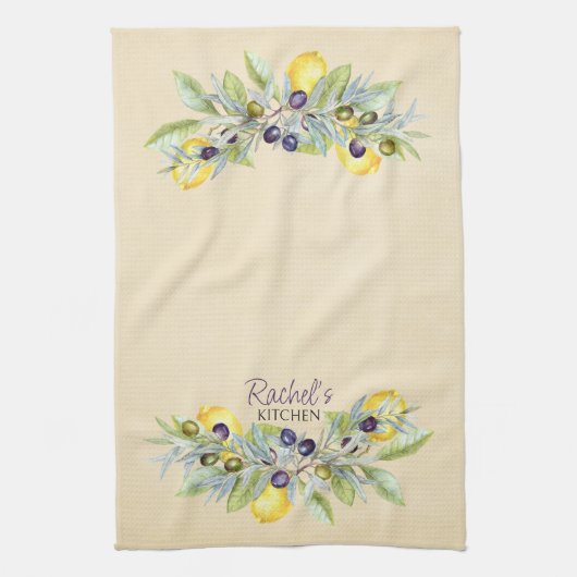 Toskana Lemons Olives Geschirrtuch (Vertikal)
