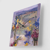 Toskana mit Blumen Quadratische Wanduhr (Winkel)
