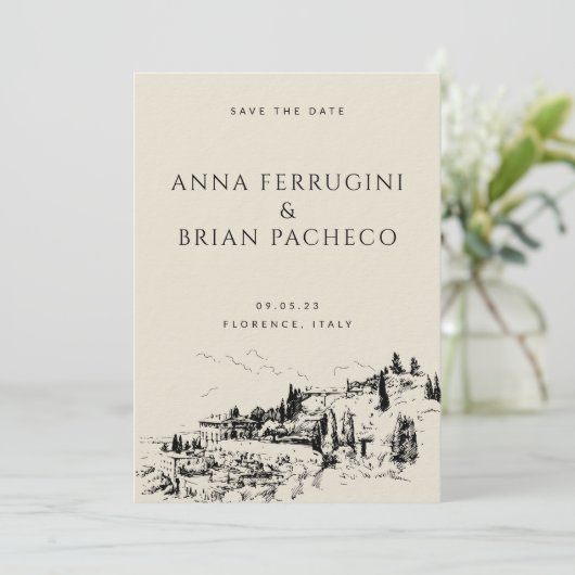 Toskana Moderne Klasse Save the Date (Stehend Vorderseite)