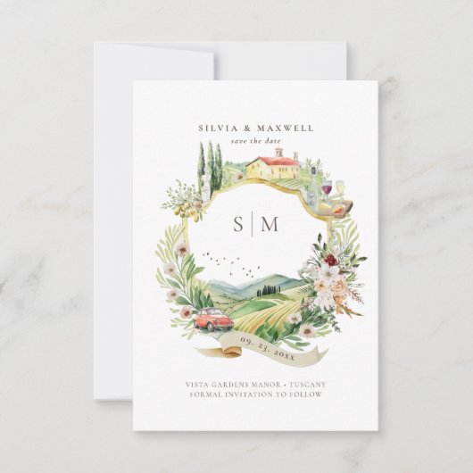 Toskana Monogram Wedding Wappen (Vorderseite)