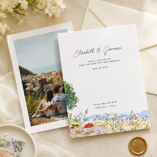 Toskana-Picknick-Hochzeit - Save the Date