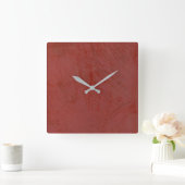 Toskana Red Stucco Quadratische Wanduhr (Zuhause)