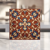 Toskana Terracotta, blau und goldfarben Fliese