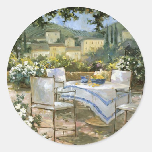 Toskana Terrasse Runder Aufkleber (Vorderseite)