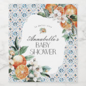 Toskana Tile Citrus Italienische Babydusche Barwar Weinetikett (Einzelnes Label)