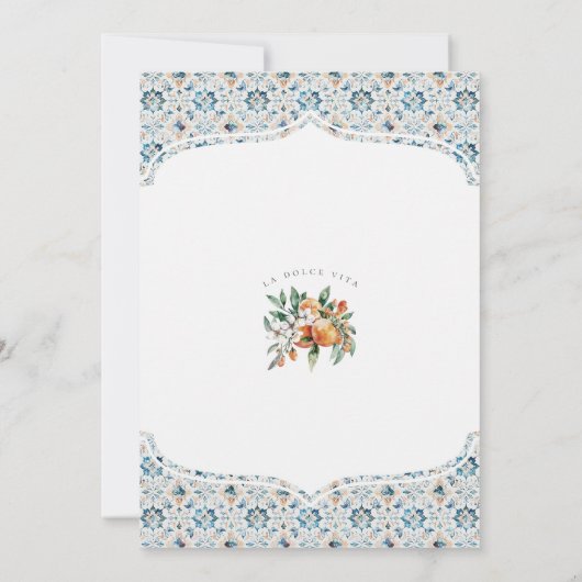 Toskana Tile Coastal Italienisches Baby-Tracks Spi Einladung (Rückseite)