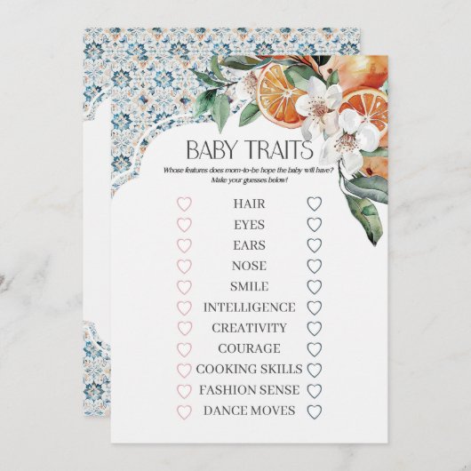 Toskana Tile Coastal Italienisches Baby-Tracks Spi Einladung (Vorne/Hinten)