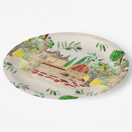 Toskana, Toskana, Italien, Oliven, Zitronen,   Pappteller (Schrägansicht)