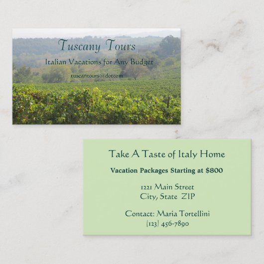 Toskana Visitenkarte (Vorne/Hinten)