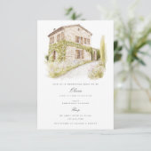 Toskana Wasserfarbe Italien Bridal Dusche Einladun Einladung (Stehend Vorderseite)