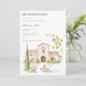 Toskana Wasserfarbe Italien Empfang Einladung Kart (Stehend Vorderseite)