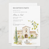 Toskana Wasserfarbe Italien Empfang Einladung Kart (Vorne/Hinten)