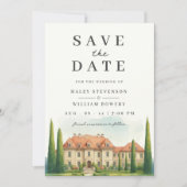 Toskana Wasserfarbe Italien Villa Hochzeit in Urla Save The Date (Vorderseite)