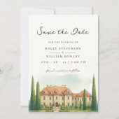 Toskana Wasserfarbe Italien Villa Hochzeit in Urla Save The Date (Vorderseite)