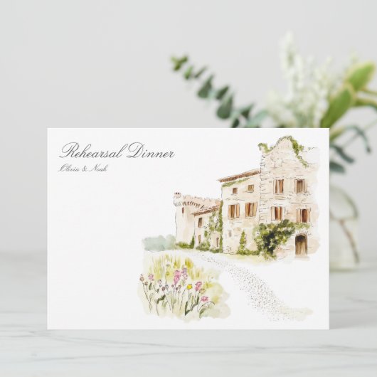 Toskana Wasserfarbe Italienische Probe Abendessen Dankeskarte (Stehend Vorderseite)
