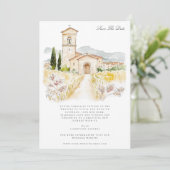 Toskana Wasserfarbe Italienische Save the Date Kar Ankündigung (Stehend Vorderseite)