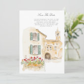 Toskana Wasserfarbe Italienische Save the Date Kar Ankündigung (Stehend Vorderseite)