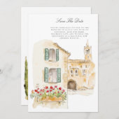 Toskana Wasserfarbe Italienische Save the Date Kar Ankündigung (Vorne/Hinten)