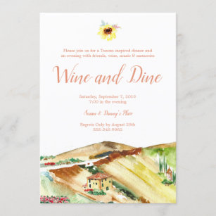 Toskana-Wein und speisen Abendessen-Party Einladung