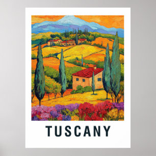 Toskana Weinberg Vintage Reise Poster
