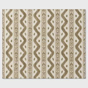 Toskanisch Braun Ikat, gewebter Streifen auf Creme Geschenkpapier