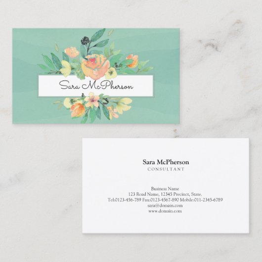 Toskanisch Floral Bouquet Berater Visitenkarte (Vorne/Hinten)