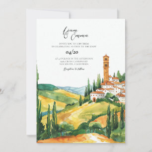 Toskanische Aquarell-Destination-Hochzeit Einladung