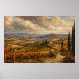 Toskanische Herbstlandschaft Gemälde Poster