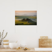 Toskanische Hügellandschaft bei Sonnenaufgang Poster (Küche)