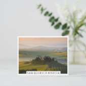 Toskanische Hügellandschaft bei Sonnenaufgang Postkarte (Stehend Vorderseite)