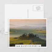 Toskanische Hügellandschaft bei Sonnenaufgang Postkarte (Vorne/Hinten)
