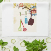 Toskanische Küche - Geräte auf Blumen Küchentuch (Gefaltet)