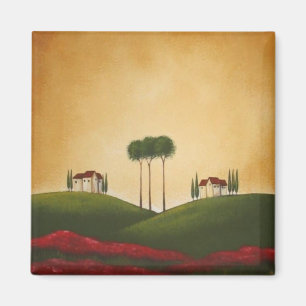 Toskanische Landhäuser und Mohnblumen Magnet