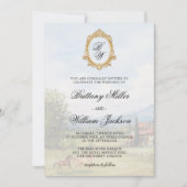Toskanische Landschaft mit Monogramm-Hochzeit  Einladung (Vorderseite)