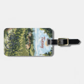 Toskanische Landschaft mit Weinbergen und einem Fa Gepäckanhänger (Vorderseite horizontal)