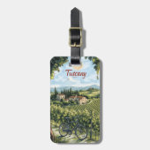 Toskanische Landschaft mit Weinbergen und einem Fa Gepäckanhänger (Vorderseite vertikal)
