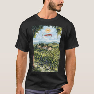 Toskanische Landschaft mit Weinbergen und einem Fa T-Shirt