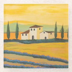 Toskanische Landschaft, privater Maler, Acrylmaler Glasuntersetzer