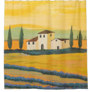 Toskanische Landschaft, Privatmaler, Acrylmalerei Duschvorhang