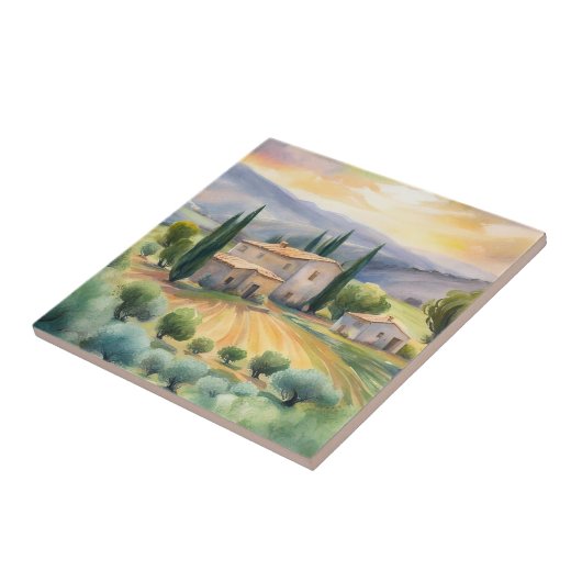 Toskanische Landschaft Wasserfarbene Fliesen (Seite)