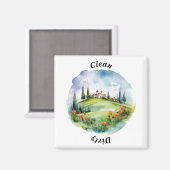 Toskanische Landschaft Wasserfarbene Geschirrspülm Magnet (Vorderseite/Rückseite)