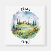 Toskanische Landschaft Wasserfarbene Geschirrspülm Magnet (Vorne)