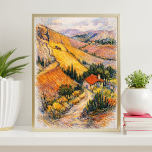 Toskanische Landschaftskunst Landgemälde Druck Poster