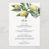 Toskanische Lemons Menü & Danke Menükarte (Vorderseite)