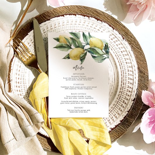 Toskanische Lemons Menü & Danke Menükarte