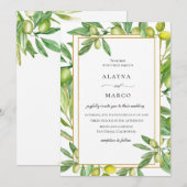 Toskanische Olive Gold Rahmen Hochzeitseinladung Einladung (Vorne/Hinten)