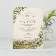 Toskanische Olivenhain-Hochzeitseinladung | Italie