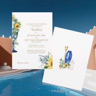 Toskanische Sonnenblumen-Hochzeit Gold Text Einladung